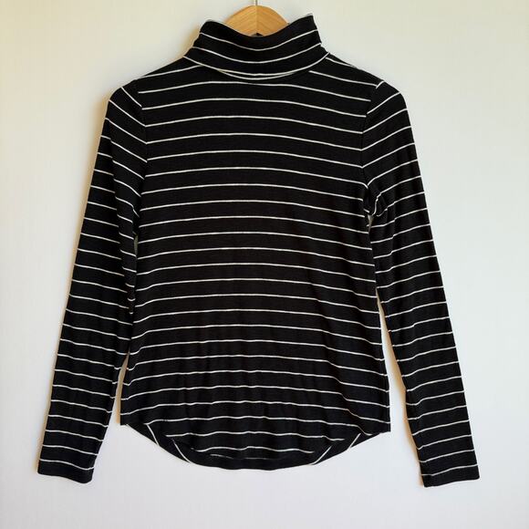Gap Ribbed Striped Turtleneck Top Black Size Small - Picture 1 of 16